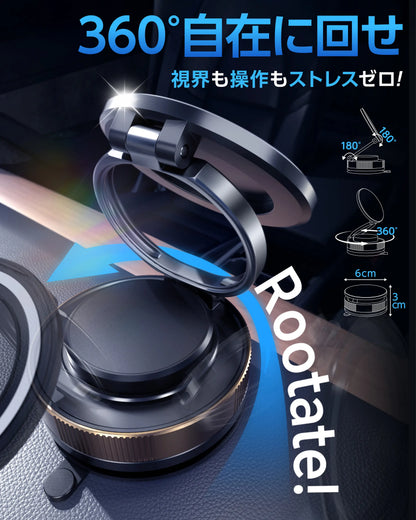 スマホホルダー 車 ナノゲル吸着×真空吸盤 W固定構造 magsafe対応 360度回転 N55磁石 片手操作 iPhone Android全機種対応 スマホスタンド 車用  カー用品
